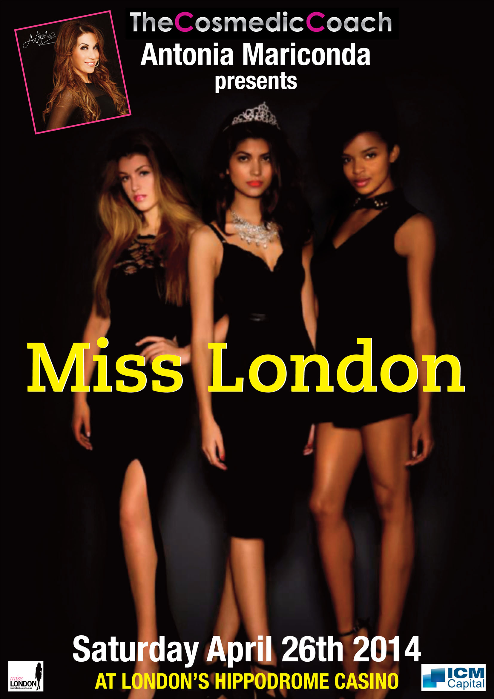 Antonia Mariconda presents Miss London on stage in April Antonia